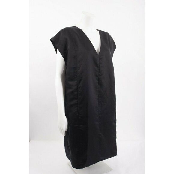 Massimo Dutti Womens Shift Dress M Black Knee Length Short Sleeve 6600/510 NWT - Picture 6 of 7